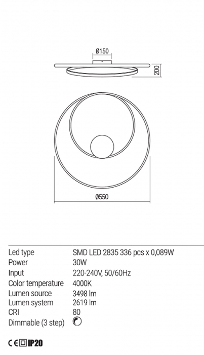 01-1886 Aplica/Plafoniera REDO TORSION LED 29W 2589lm 4000K IP20 Aluminiu Matt White CRI80 3 STEP DIMMING [2]