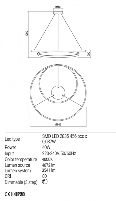 01-1891 Suspensie REDO TORSION LED 35W 3106lm 4000K IP20 Aluminiu Bronze CRI80 3 STEP DIMMING [2]