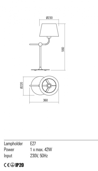 01-1980  Veioza  REDO MORRIS, MAT WHITE, E27, 1x42W, IP20 [3]