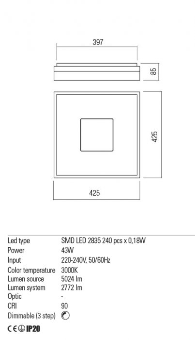 01-1998  Plafoniera  REDO MAYA, SAND PALE GOLD, LED, 43W, 5024 lm,3000K, 3 STEP DIMMING, IP20 [3]