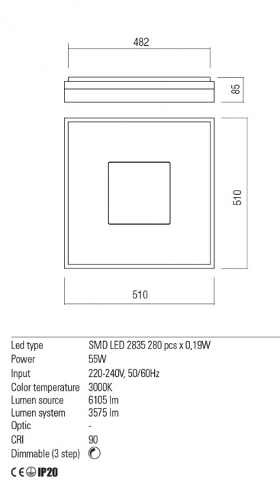 01-2000  Plafoniera  REDO MAYA, SAND PALE GOLD, LED, 55W, 6105 lm,3000K, 3 STEP DIMMING, IP20 [3]