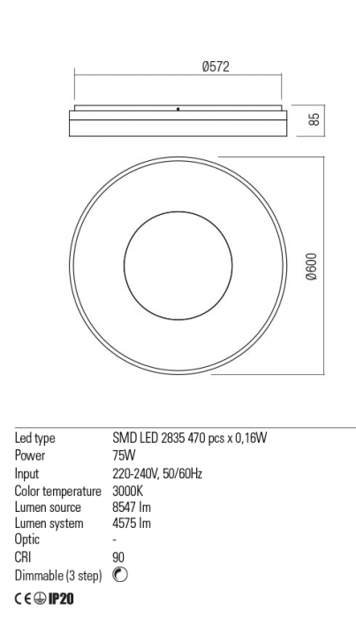 01-2004  Plafoniera  REDO MAYA, SAND PALE GOLD, LED, 75W, 8547 lm,3000K, 3 STEP DIMMING, IP20 [3]