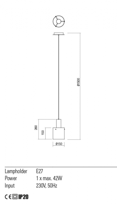 01-2006 Suspensie REDO LOU  E27 1 x max. 42W  IP20 Metal/Aluminiu Satin black/smoky shadow [2]