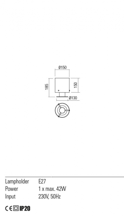 01-2010 Veioza REDO LOU  E27 1 x max. 42W  IP20 Metal/Aluminiu Satin black/smoky shadow [2]