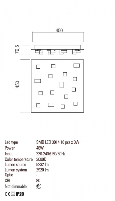 01-2016  Plafoniera  REDO PIXEL, SAND WHITE, LED, 48W, 5305 lm,3000K, , IP20 [3]