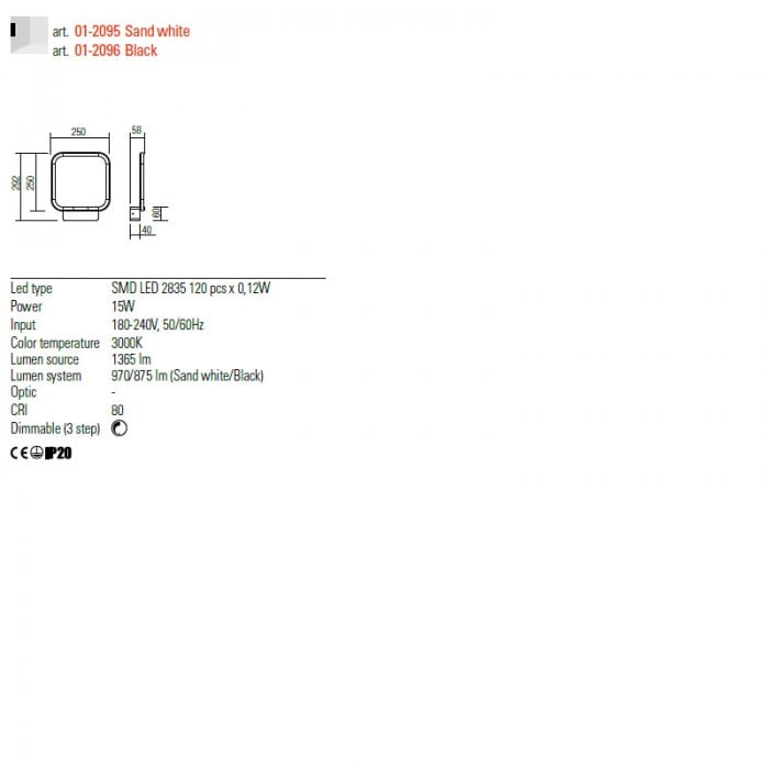 01-2096 Aplica REDO THAI LED 17W 1115lm 3000K IP20 Aluminiu Sand Black CRI80 DIMABIL [2]