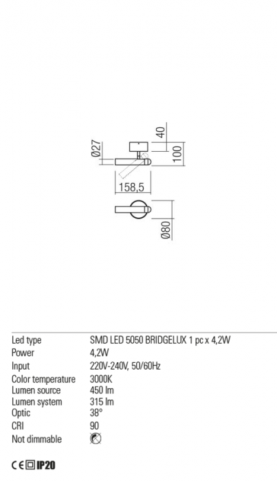 01-2178  Aplica  REDO FERRO, SAND WHITE, LED, 4.5W, 450 lm,3000K, , IP20 [3]
