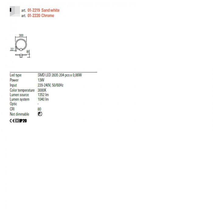 01-2219 Aplica REDO SPELL LED 13W 1040lm 3000K IP20 Aluminiu Sand White CRI80 DIMABIL [2]