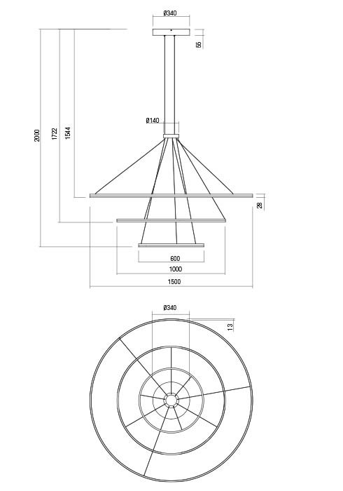 01-2245 Suspensie REDO ORBIT LED 200W 12968lm 3000K IP20 Aluminiu Sand White CRI 80 Dimabil TRIAC [2]