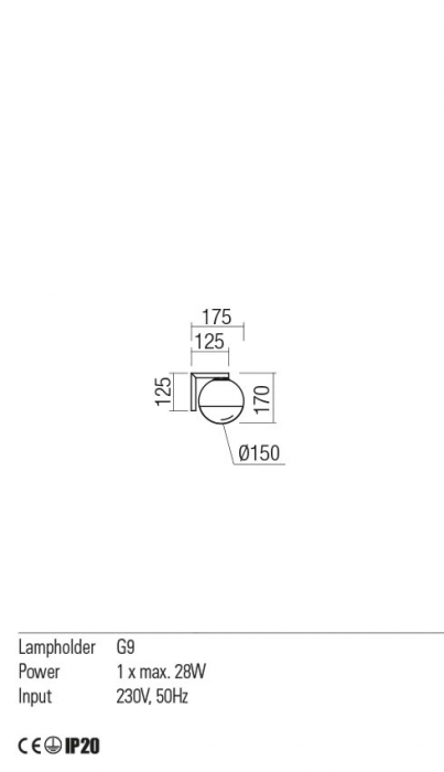 01-2274 Aplica REDO BERRY G9 1x28W  IP20 Metal/Sticla Painted gold / graduately white glass [2]