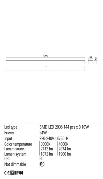 01-2290 Aplica REDO TASK LED 24W 1872lm 3000K IP44 Aluminiu White CRI90 Nedimabil [2]