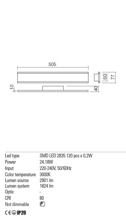 01-2300  Aplica  REDO RAIL, SAND WHITE, LED, 24W, 2901 lm,3000K, , IP20 [3]