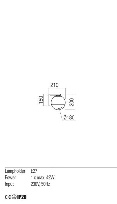 01-2302 Aplica REDO BERRY E27 1x42W  IP20 Metal/Sticla Painted gold / graduately white glass [2]