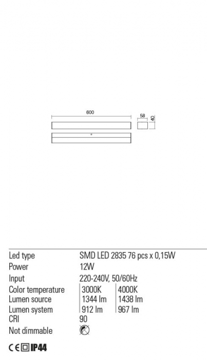 01-2329 Aplica REDO TASK LED 12W 967lm 4000K IP44 Aluminiu White CRI90 Nedimabil [2]