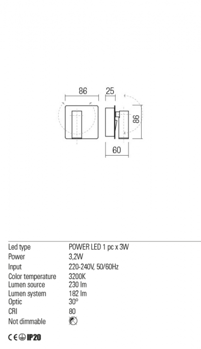 01-2338  Aplica  REDO TOMIX, SAND WHITE, LED, 3,2W, 230 lm,3200K, , IP20 [3]