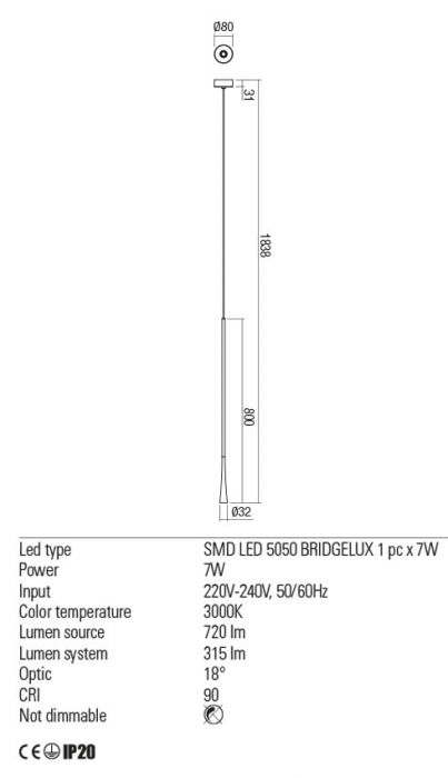 01-2356 Suspensie REDO ITO LED 7W 315lm 3000K IP20 Metal Rose Gold CRI90 Nedimabil [2]