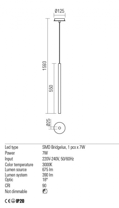 01-2362 Suspensie REDO KANJI LED 7W 390lm 3000K IP20 Metal Rose Gold CRI90 Nedimabil [2]