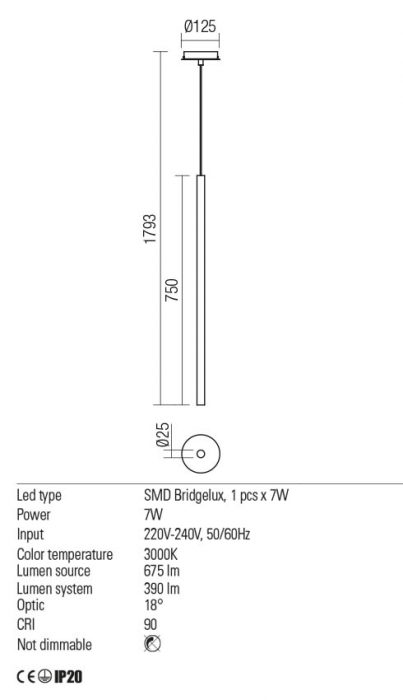 01-2364 Suspensie REDO KANJI LED 7W 390lm 3000K IP20 Metal Rose Gold CRI90 Nedimabil [2]