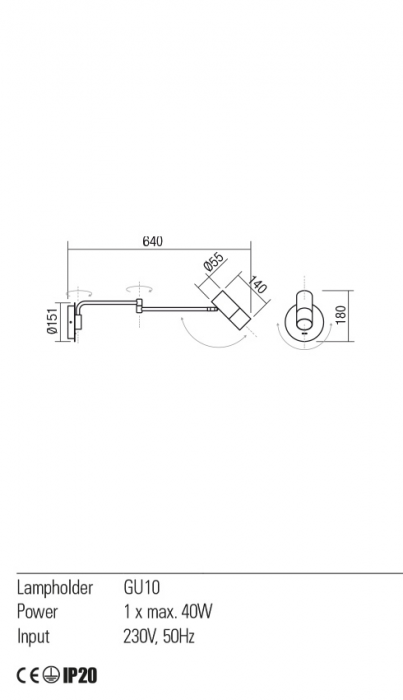 01-2368  Aplica  REDO PIVOT, WHITE, GU10, 1x40W, IP20 [3]