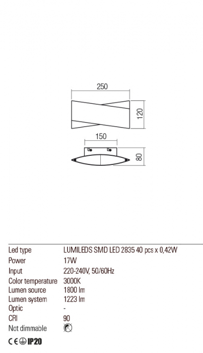 01-2378  Aplica  REDO XAVIER, SAND WHITE, LED, 17W, 1800 lm,3000K, , IP20 [3]