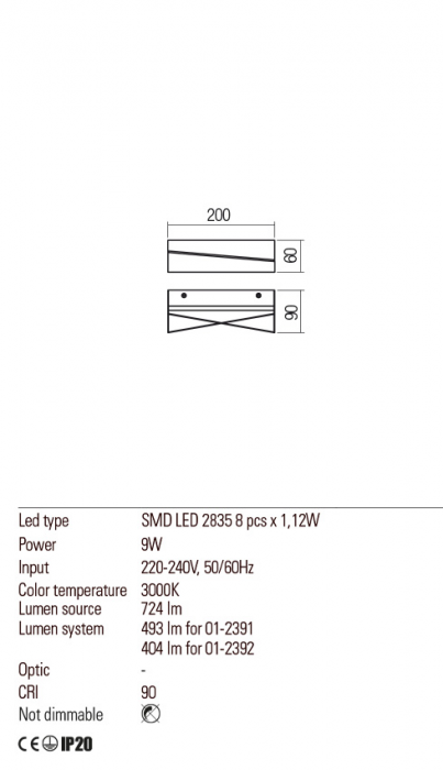 01-2392  Aplica  REDO ZIGO, SAND BLACK, LED, 9W, 724 lm,3000K, , IP20 [3]