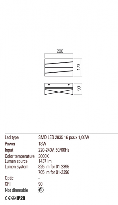 01-2395  Aplica  REDO ZIGO, SAND WHITE, LED, 18W, 1437 lm,3000K, , IP20 [3]
