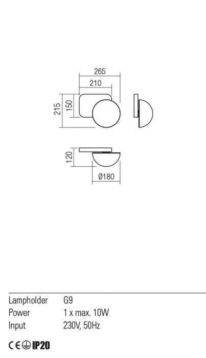 01-2470 Aplica REDO LUMIEN G9 1x10W  IP20 Metal/Sticla Painted gold/white [2]