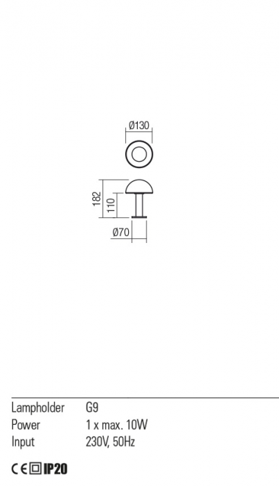 01-2477  Veioza  REDO LUMIEN, PAINTED GOLD/WHITE, G9, 1x10W, IP20 [3]