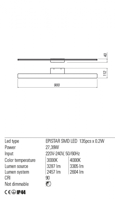 01-2507 Aplica REDO BARRIO LED 27,39W 2604lm 4000K IP44 Metal/Acril Sand White CRI90 Nedimabil [2]