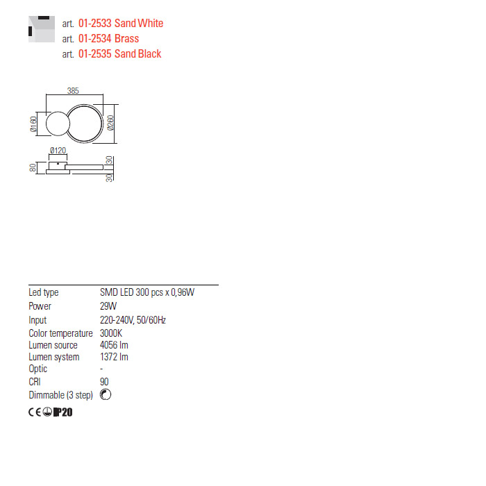 01-2535 Aplica REDO CRONOS LED 29W 1372lm 3000K IP20 Aluminiu Sand Black CRI 90 Dimable 3 step [2]