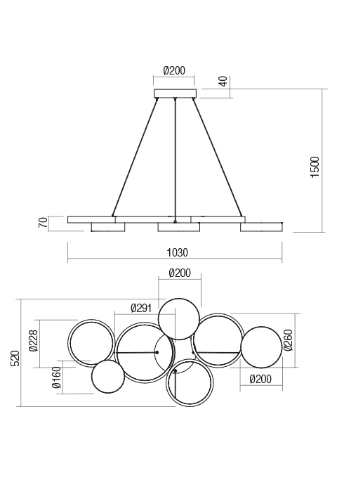 01-2545  Suspensie  REDO CRONOS, SAND WHITE, LED, 65W, 9393 lm,3000K, 3 STEP DIMMING, IP20 [2]