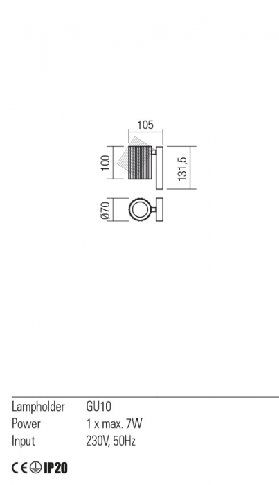 01-2548 Aplica REDO DELPHI GU10 1 x max. 7W lm  IP20 Metal/Aluminiu Mat white [2]