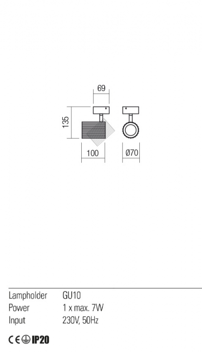 01-2553 Aplica/Plafoniera REDO DELPHI GU10 1 x max. 7W lm  IP20 Metal/Aluminiu Mat black [2]