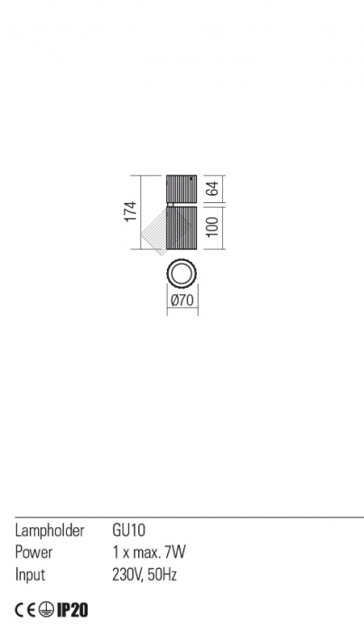 01-2557 Spot aplicat reglabil REDO DELPHI GU10 1 x max. 7W lm  IP20 Metal/Aluminiu Mat black [2]