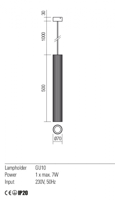 01-2563 Suspensie REDO DELPHI GU10 1 x max. 7W lm  IP20 Metal/Aluminiu Mat black [2]
