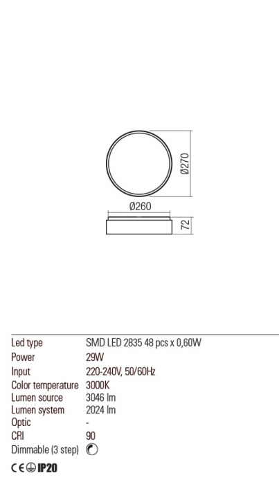 01-2564  Plafoniera  REDO YOMO, SAND WHITE, LED, 29W, 3046 lm,3000K, 3 STEP DIMMING, IP20 [3]
