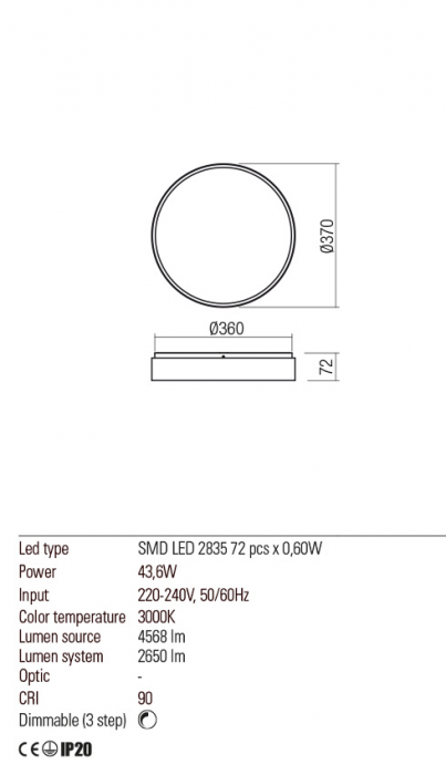01-2569  Plafoniera  REDO YOMO, SAND BLACK, LED, 43,6W, 4568 lm,3000K, 3 STEP DIMMING, IP20 [3]