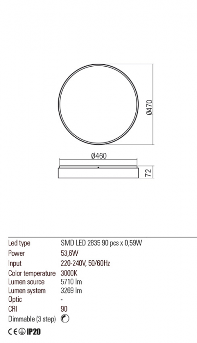 01-2570  Plafoniera  REDO YOMO, SAND WHITE, LED, 53,6W, 5710 lm,3000K, 3 STEP DIMMING, IP20 [2]