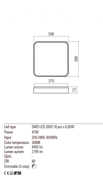 01-2577  Plafoniera  REDO YOMO, GOLD, LED, 47W, 4950 lm,3000K, 3 STEP DIMMING, IP20 [3]