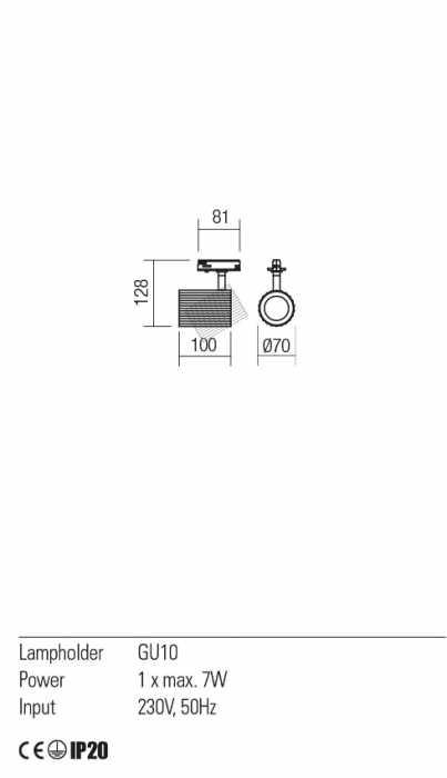 01-2587 Miniproiector REDO DELPHI GU10 1 x max. 7W lm  IP20 Metal/Aluminiu Mat gold [2]