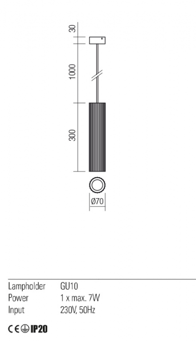 01-2588 Suspensie REDO DELPHI GU10 1 x max. 7W lm  IP20 Metal/Aluminiu Mat gold [2]
