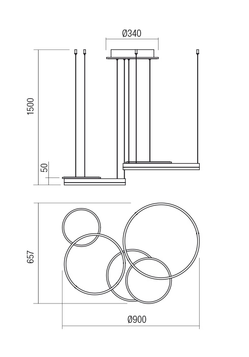 01-2607  Suspensie  REDO SIGUA, SAND COFFEE, LED, 99W, 10400 lm,3000K, 3 STEP DIMMING, IP20 [2]