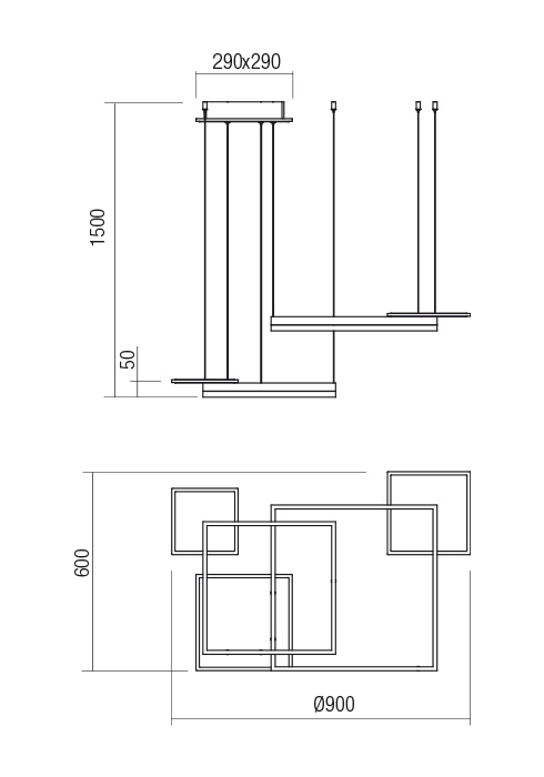 01-2613  Suspensie  REDO SIGUA, SAND COFFEE, LED, 110W, 12550 lm,3000K, 3 STEP DIMMING, IP20 [2]