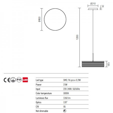 01-912 Suspensie Redo Ribbon LED 21W 3000K 220-240V WH/BK [2]