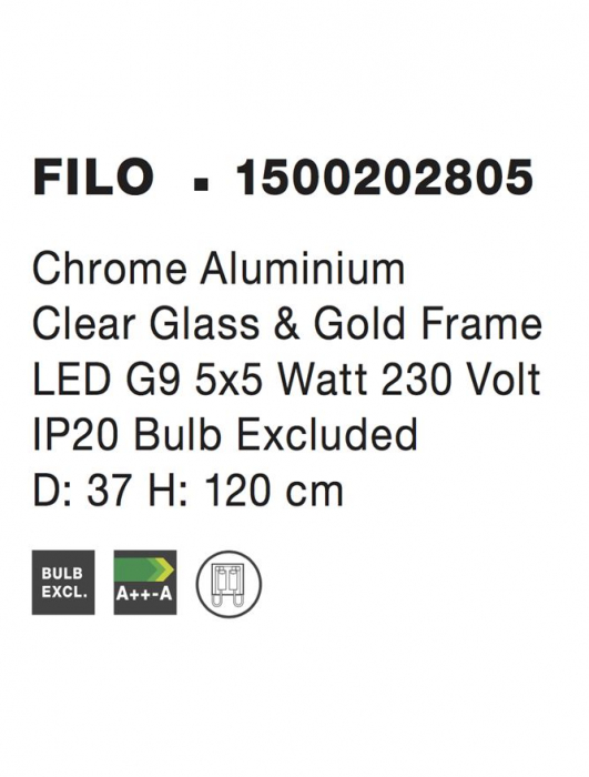 1500202805 Lustra Nova Luce FILO G9 5x5W   Aluminium & Clear Glass Chrome  IP20 [4]