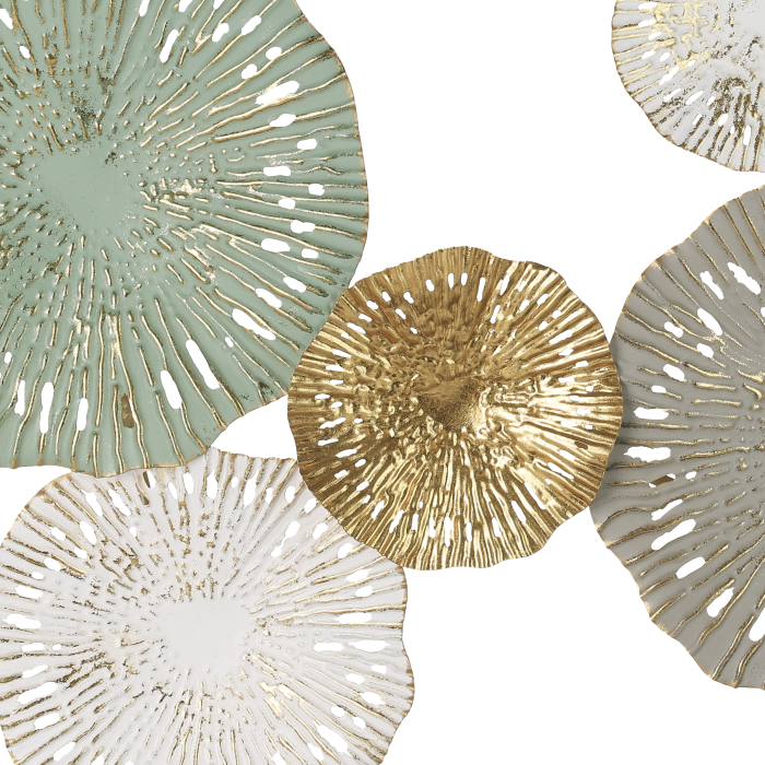 426041 Decoratiune perete metal verde auriu motive florale CHIKUMA [3]