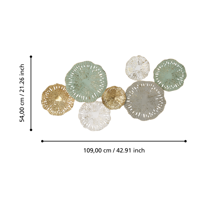 426041 Decoratiune perete metal verde auriu motive florale CHIKUMA [4]