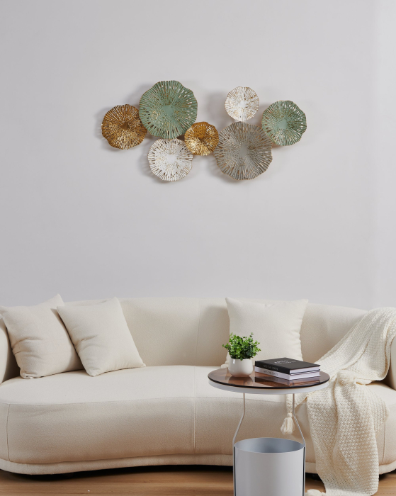 426041 Decoratiune perete metal verde auriu motive florale CHIKUMA [5]