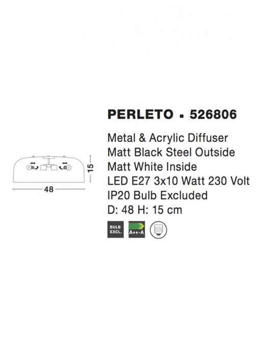 526806 Plafoniera Nova Luce PERLETO E27 3x12W   Metal & Acrylic  Matt White  IP20 [3]