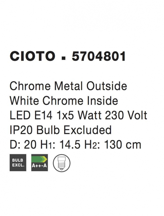 5704801 Suspensie Nova Luce CIOTO E14 1x5W lm  IP20 Metal Chrome White [4]